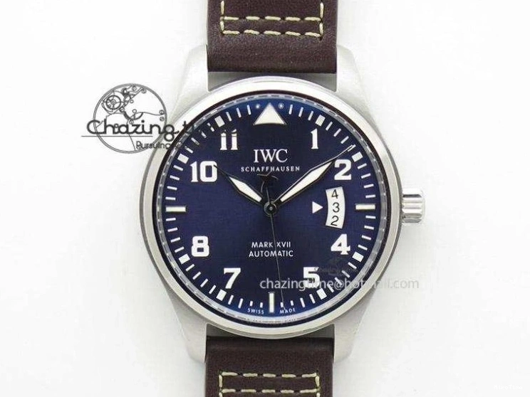 MIROTIME 0723 Pilot Chrono SS IW387809 ZF 1:1 Best Edition Silver Dial Blue Numbers On Blue Leather Strap A Lightweight 7263